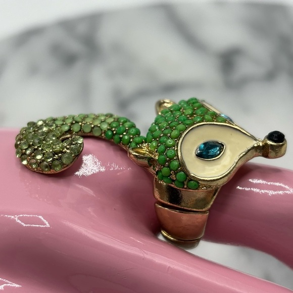 Green & Gold FOX‎ Finger Stretch Ring Jewelry with Crystals - Picture 4 of 6